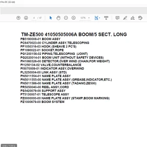 Tadano Crane TM-ZE500 41050505006A BOOM5 SECT. LONG Parts Manual - PDF DOWNLOAD