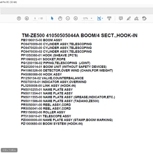 Tadano Crane TM-ZE500 41050505044A BOOM/4 SECT.,HOOK-IN Parts Manual - PDF DOWNLOAD