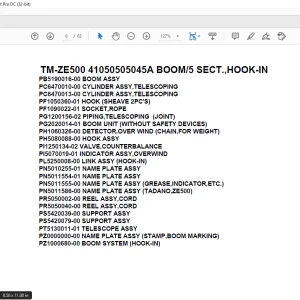 Tadano Crane TM-ZE500 41050505045A BOOM/5 SECT.,HOOK-IN Parts Manual - PDF DOWNLOAD