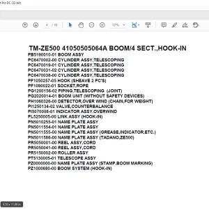 Tadano Crane TM-ZE500 41050505064A BOOM/4 SECT.,HOOK-IN Parts Manual - PDF