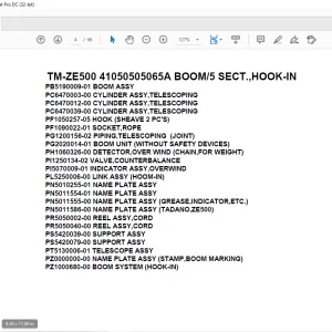 Tadano Crane TM-ZE500 41050505065A BOOM/5 SECT.,HOOK-IN Parts Manual - PDF DOWNLOAD