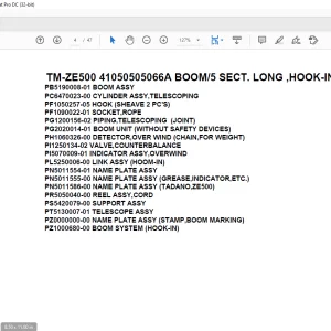 Tadano Crane TM-ZE500 41050505066A BOOM/5 SECT. LONG ,HOOK-IN Parts Manual - PDF DOWNLOAD