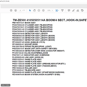 Tadano Crane TM-ZE500 41050505114A BOOM/4 SECT.,HOOK-IN,SAFETY EYES Parts Manual - PDF