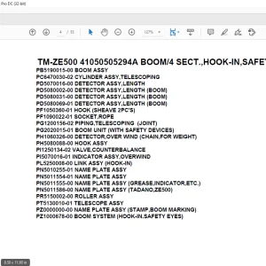 Tadano Crane TM-ZE500 41050505294A BOOM/4 SECT.,HOOK-IN,SAFETY EYES Parts Manual - PDF