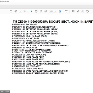 Tadano Crane TM-ZE500 41050505295A BOOM/5 SECT.,HOOK-IN,SAFETY EYES Parts Manual - PDF