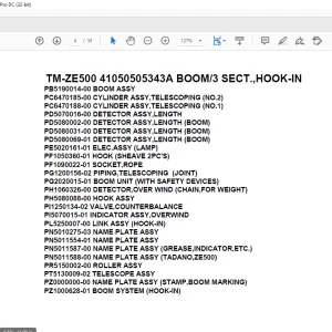 Tadano Crane TM-ZE500 41050505343A BOOM/3 SECT.,HOOK-IN Parts Manual -  PDF DOWNLOAD