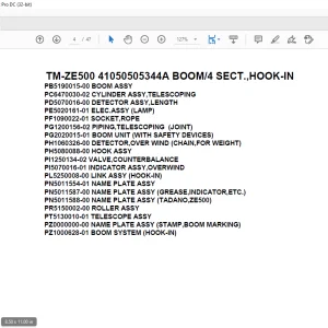 Tadano Crane TM-ZE500 41050505344A BOOM4 SECT.,HOOK-IN Parts Manual  - PDF DOWNLOAD