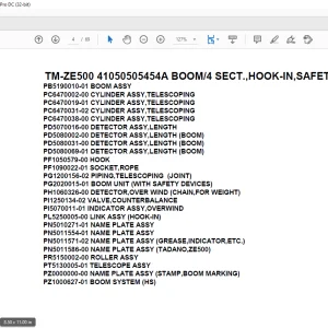 Tadano Crane TM-ZE500 41050505454A BOOM/4 SECT.,HOOK-IN,SAFETY EYES Parts Manual - PDF DOWNLOAD