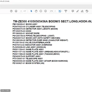 Tadano Crane TM-ZE500 41050505456A BOOM5 SECT.LONG,HOOK-IN,SAFETY EYES Parts Manual  - PDF