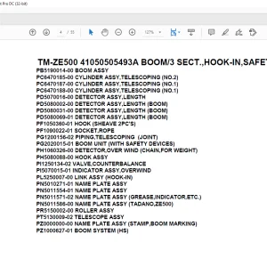 Tadano Crane TM-ZE500 41050505493A BOOM/3 SECT.,HOOK-IN,SAFETY EYES Parts Manual - PDF