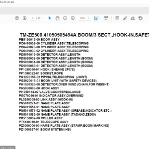 Tadano Crane TM-ZE500 41050505494A BOOM/3 SECT.,HOOK-IN,SAFETY EYES Parts Manual - PDF DOWNLOAD