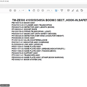 Tadano Crane TM-ZE500 41050505495A BOOM/3 SECT.,HOOK-IN,SAFETY EYES Parts Manual - PDF