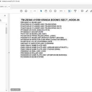 Tadano Crane TM-ZE540 41056105063A BOOM/3 SECT.,HOOK-IN Parts Manual - PDF DOWNLOAD