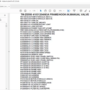 Tadano Crane TM-ZE550 41031204063A FRAME/HOOK-IN,MANUAL VALVE Parts Manual - PDF DOWNLOAD
