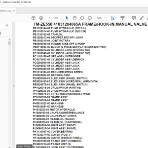 Tadano Crane TM-ZE550 41031204065A FRAME/HOOK-IN,MANUAL VALVE Parts Manual - PDF DOWNLOAD