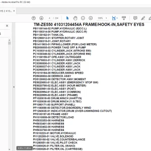 Tadano Crane TM-ZE550 41031204454A FRAME/HOOK-IN,SAFETY EYES Parts Manual - PDF DOWNLOAD