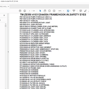 Tadano Crane TM-ZE550 41031204455A FRAME/HOOK-IN,SAFETY EYES Parts Manual - PDF DOWNLOAD