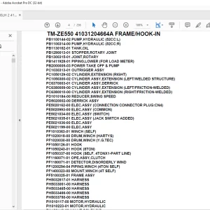 Tadano Crane TM-ZE550 41031204664A FRAME/HOOK-IN Parts Manual - PDF DOWNLOAD