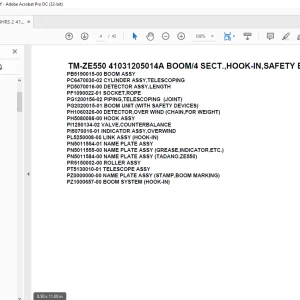 Tadano Crane TM-ZE550 41031205014A BOOM/4 SECT.,HOOK-IN,SAFETY EYES Parts Manual - PDF DOWNLOAD