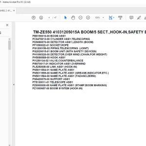 Tadano Crane TM-ZE550 41031205015A BOOM/5 SECT.,HOOK-IN,SAFETY EYES Parts Manual - PDF DOWNLOAD