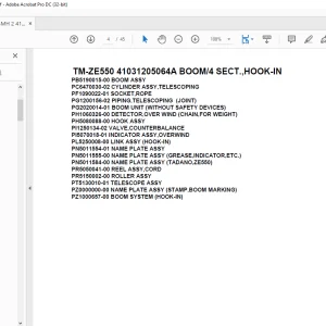 Tadano Crane TM-ZE550 41031205064A BOOM/4 SECT.,HOOK-IN Parts Manual - PDF DOWNLOAD