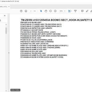 Tadano Crane TM-ZE550 41031205453A BOOM/3 SECT.,HOOK-IN,SAFETY EYES Parts Manual - PDF DOWNLOAD