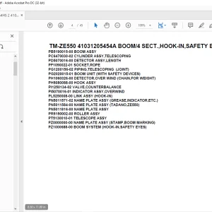 Tadano Crane TM-ZE550 41031205454A BOOM/4 SECT.,HOOK-IN,SAFETY EYES Parts Manual  - PDF DOWNLOAD