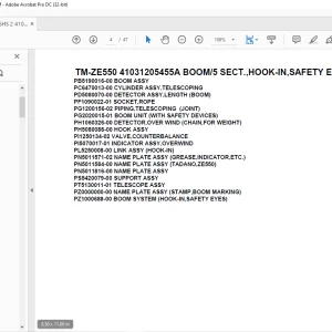 Tadano Crane TM-ZE550 41031205455A BOOM5 SECT.,HOOK-IN,SAFETY EYES Parts Manual - PDF DOWNLOAD