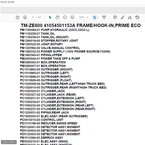Tadano Crane TM-ZE600 41054501153A FRAME/HOOK-IN,PRIME ECO Parts Manual - PDF DOWNLOAD