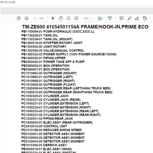 Tadano Crane TM-ZE600 41054501154A FRAME/HOOK-IN,PRIME ECO Parts Manual - PDF DOWNLOAD
