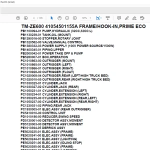 Tadano Crane TM-ZE600 41054501155A FRAME/HOOK-IN,PRIME ECO Parts Manual - PDF DOWNLOAD