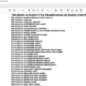 Tadano Crane TM-ZE600 41054501173A FRAME/HOOK-IN,RADIO CONTROL,PRIME ECO Parts Manual - PDF DOWNLOAD