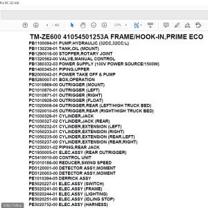 Tadano Crane TM-ZE600 41054501253A FRAME/HOOK-IN,PRIME ECO Parts Manual - PDF DOWNLOAD