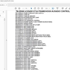Tadano Crane TM-ZE600 41054501273A FRAME/HOOK-IN,RADIO CONTROL,PRIME ECO Parts Manual - PDF DOWNLOAD