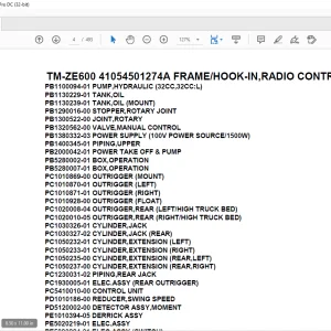 Tadano Crane TM-ZE600 41054501274A FRAME/HOOK-IN,RADIO CONTROL,PRIME ECO Parts Manual - PDF