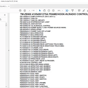 Tadano Crane TM-ZE600 41054501275A FRAME/HOOK-IN,RADIO CONTROL,PRIME ECO Parts Manual - PDF DOWNLOAD