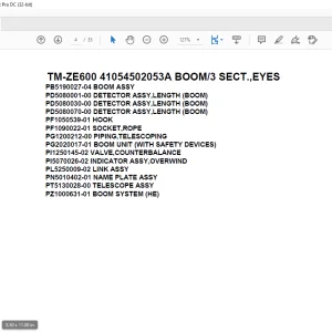 Tadano Crane TM-ZE600 41054502053A BOOM/3 SECT.,EYES Parts Manual - PDF DOWNLOAD