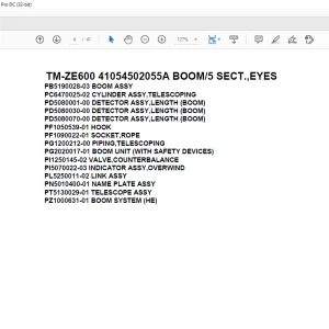 Tadano Crane TM-ZE600 41054502055A BOOM/5 SECT.,EYES Parts Manual - PDF DOWNLOAD