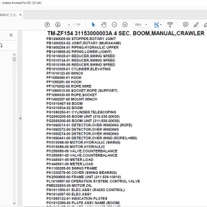 Tadano Crane TM-ZF154 31153000003A 4 SEC. BOOM,MANUAL,CRAWLER Parts Manual - PDF DOWNLOAD