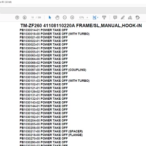 Tadano Crane TM-ZF260 41108110220A FRAME/SL,MANUAL,HOOK-IN Parts Manual - PDF DOWNLOAD