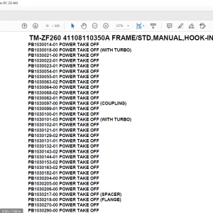 Tadano Crane TM-ZF260 41108110350A FRAME/STD,MANUAL,HOOK-IN Parts Manual - PDF DOWNLOAD