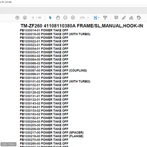 Tadano Crane TM-ZF260 41108110380A Parts List Manual PDF Download