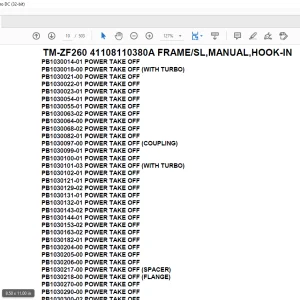 Tadano Crane TM-ZF260 41108110380A FRAMESL,MANUAL,HOOK-IN Parts Manual - PDF