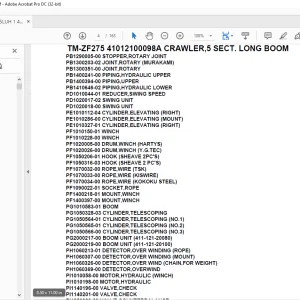 Tadano Crane TM-ZF275 41012100098A CRAWLER,5 SECT. LONG BOOM Parts Manual - PDF