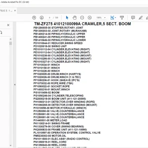 Tadano Crane TM-ZF275 41012100099A CRAWLER,5 SECT. BOOM Parts Manual - PDF DOWNLOAD