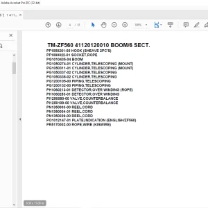 Tadano Crane TM-ZF560 41120120010 BOOM/6 SECT. Parts Manual - PDF DOWNLOAD