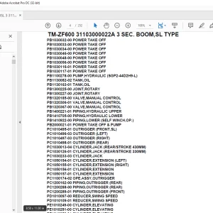 Tadano Crane TM-ZF600 31103000022A 3 SEC. BOOM,SL TYPE Parts Manual - PDF DOWNLOAD