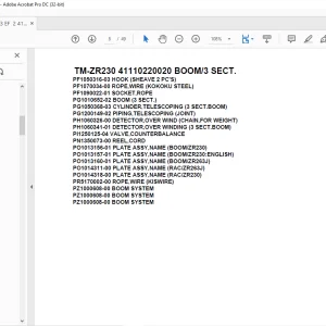 Tadano Crane TM-ZR230 41110220020 BOOM/3 SECT. Parts Manual - PDF DOWNLOAD