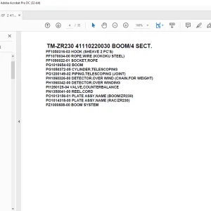 Tadano Crane TM-ZR230 41110220030 BOOM/4 SECT. Parts Manual - PDF DOWNLOAD