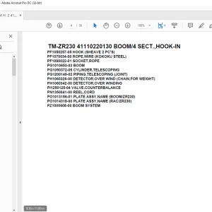 Tadano Crane TM-ZR230 41110220130 BOOM4 SECT.,HOOK-IN Parts Manual - PDF DOWNLOAD